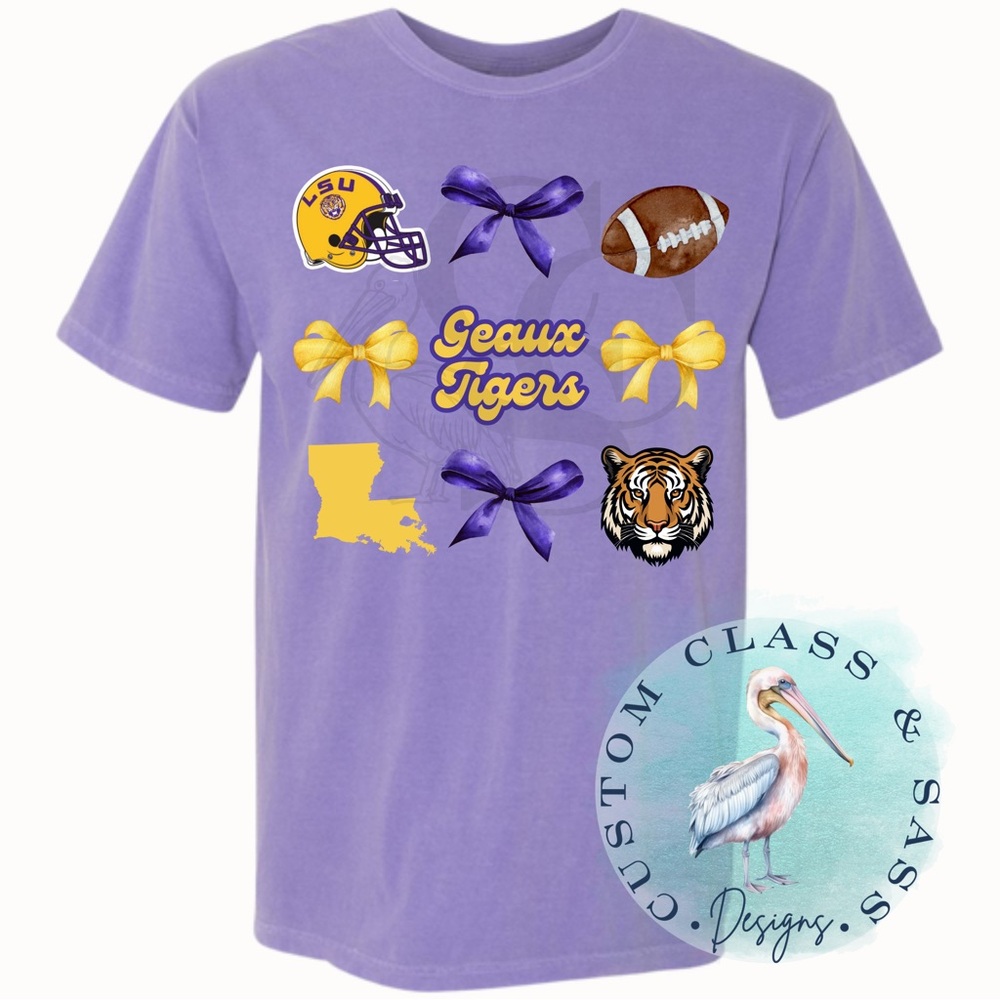 LSU Football Coquette Tshirt, Various Sizes